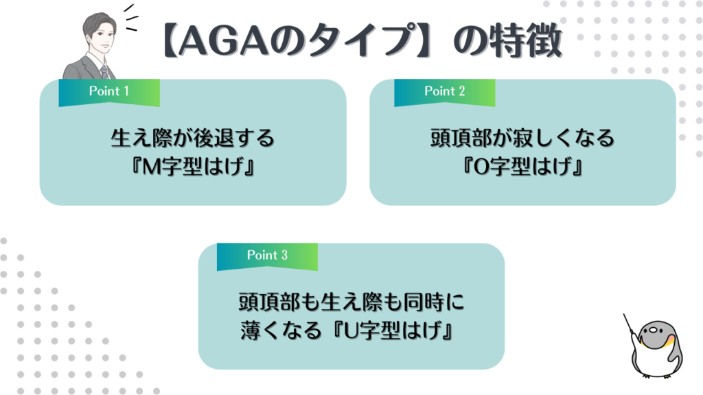 AGAの薄毛のタイプは3種類